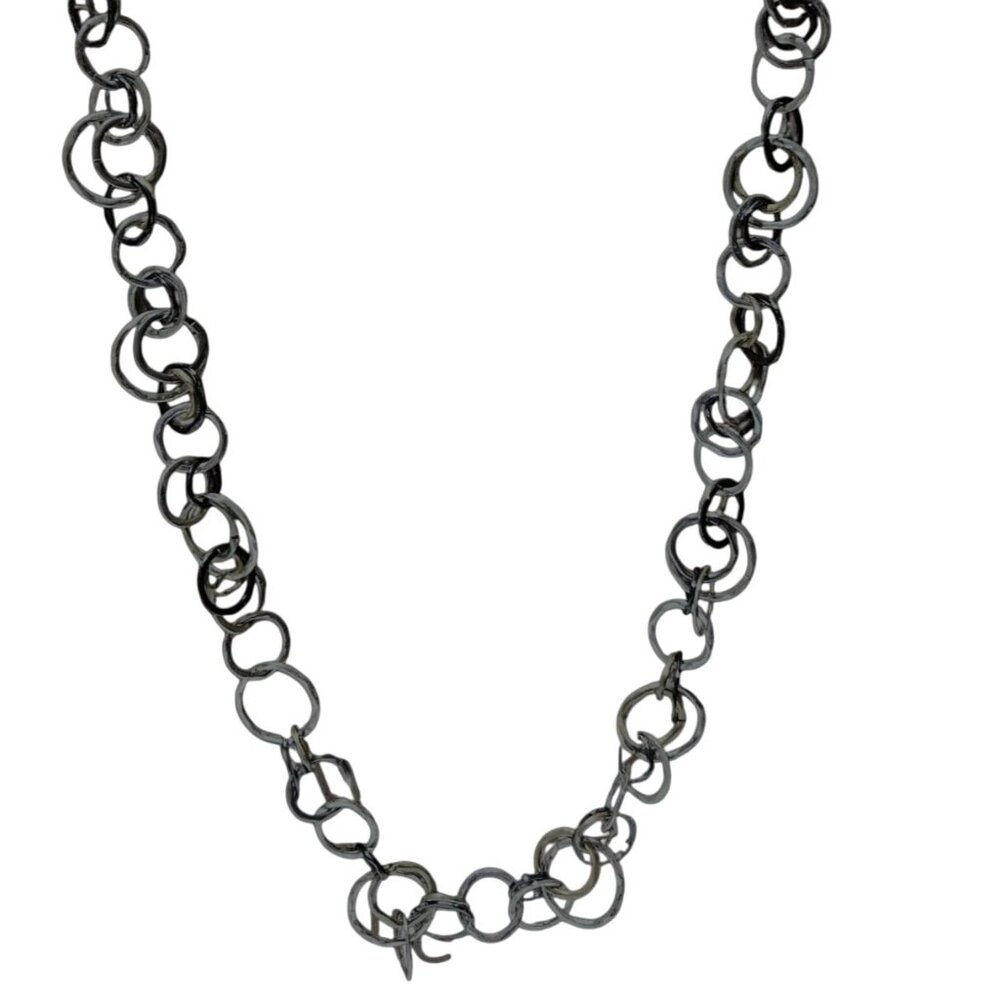 Alfani Multi Circle Link Chain Necklace Black Silver Gold Tone Fashion Jewelry